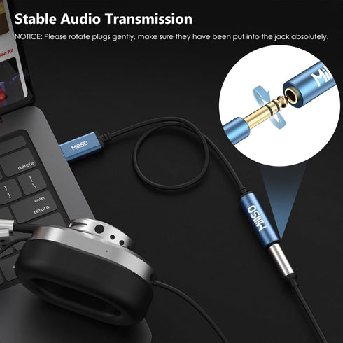 MillSO USB to 1/4 Jack Audio Adapter USB to 6.35mm Female TRS Headphone Aux Adapter Stereo USB External Sound Card for Laptop, PC, Amplifier, Spea...