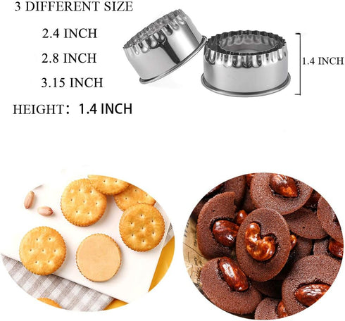 Cookie Cutters - Biscuit Cutters/Stainless Steel Dumpling Cutters/Cake Pastry Cutters/Cake Cookie Scone Cutters Molds stamps for Cooking Baking (3...