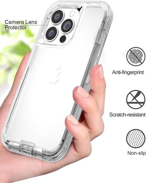 for iPhone 13 Pro Max 6.7" Heavy Duty Protection Case with 2 Screen Protector, Military Grade Drop Protective Shockproof Phone Case (Crystal Clear...