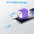 USB-A Wall Plug Charger Purple for Google Pixel 8a 8 7 Pro,Samsung Galaxy A55/A15/A53,S24/S23/S22/S21,2-Pack USB Power Adapter Charging Cube Brick...
