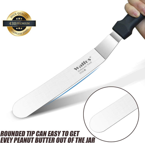 Walfos Icing Spatulas, Stainless Steel Cake Spatula with Sturdy and Durable Handle Cake Decorating Spatula Set of 3 - Multi purpose Use for Home, ...
