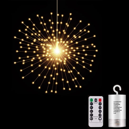 200 LED Starburst Sphere Lights,Firework Lights Battery Powered, Tent Chandelier Remote Control, Waterproof Hanging Lights for Gardens Courtyards ...