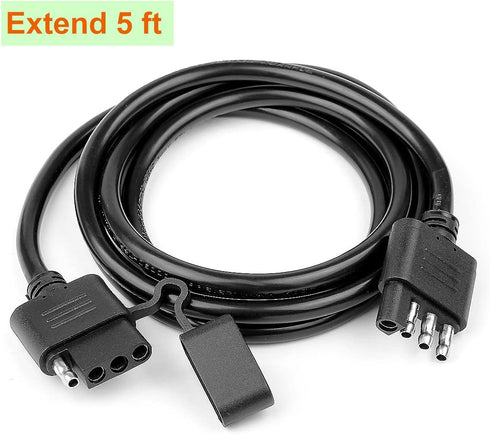 Trailer Wire Extension Plug, 4 Pin Trailer Wiring Harness Extender with Dust Cover Plug & Play Connectorn, 5ft, for Trailer Boat Car RV Truck...