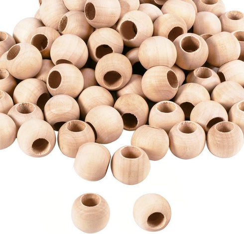 PH PandaHall 120pcs 20mm Natural Wooden Round Loose Beads for DIY Craft, Jewelry, Home Decor...