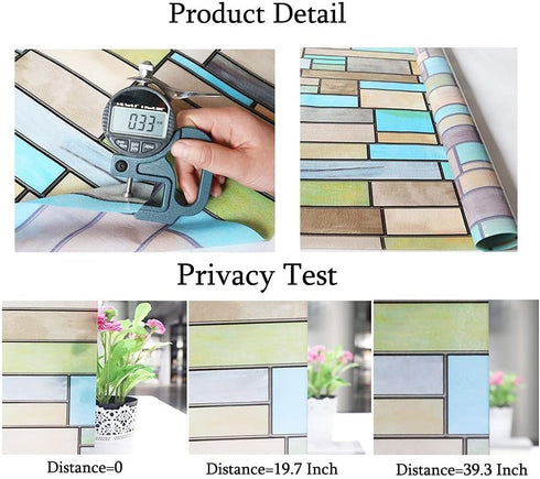 Niviy Privacy Window Film Non-Adhesive Removable Static Cling Glass Film Stained Glass Window Film for Home Kitchen Office...