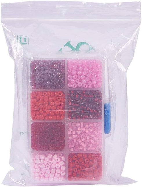 PH PandaHall 4mm Red Seed Beads, 1900pcs 6/0 Small Pony Beads for Friendship Waist Beads 8 Colors Mini Spacer Beads for Bracelet Making Summer Sea...