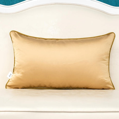 Alerfa 12 x 20 Inch Khaki White Geometric Striped Gold Leather Patchwork Velvet Cushion Case Luxury Modern Lumbar Throw Pillow Cover Decorative Pi...