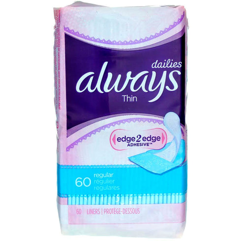 Always Dailies Liners Thin Regular 60 Count (2 Pack)...