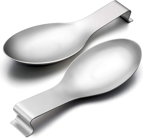 Spoon Rest Set of 2, E-far Stainless Steel Spoon Ladle Holder Spatula Rest for Kitchen Stove Top, Large Size & Dishwasher Safe...