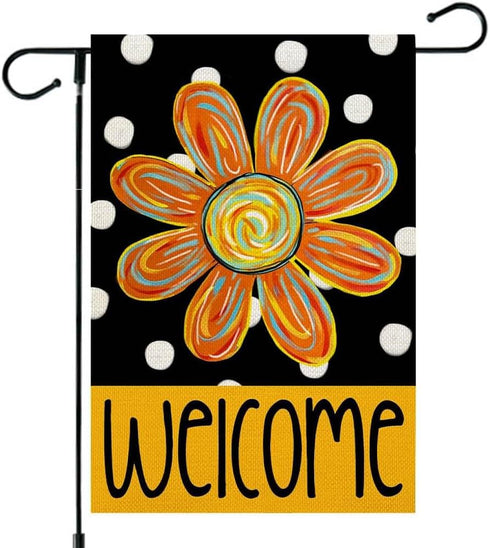 Welcome Summer Floral Garden Flag 12x18 Inch Double Sided Seasonal Outside Yard Decoration(A)...