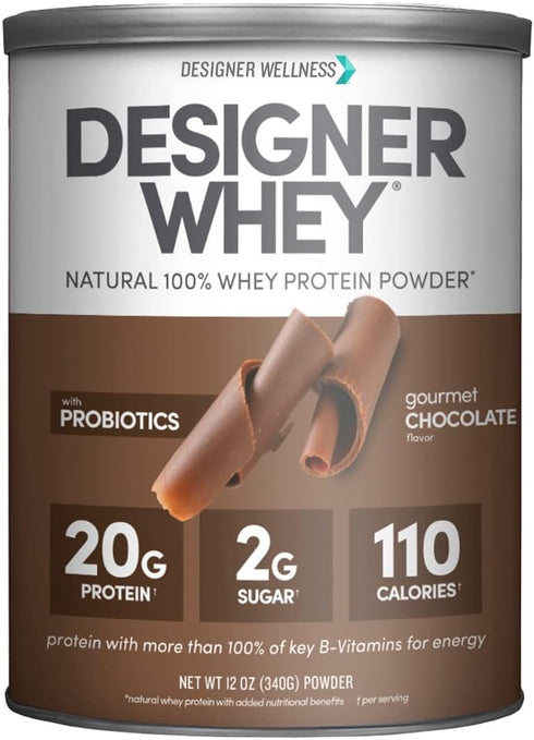 Designer Wellness Designer Whey Natural 100% Whey Protein Powder with Probiotics , Fiber, and Key B-Vitamins for Energy, Gluten-free, Non-GMO, Gou...