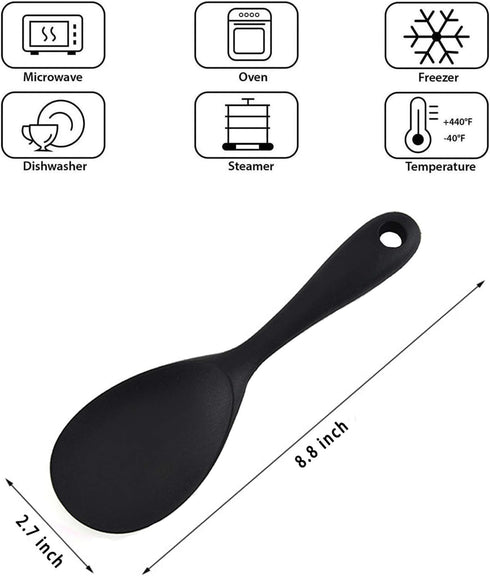 Silicone Rice Paddle Spoon Set of 2,Non Stick Heat Resistant Kitchen Gadge Rice Spoon,Rice Scooper,Rice Spatula,Rice Spoon Paddle,Rice Cooker Spoo...