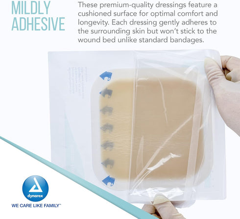Dynarex DynaDerm Hydrocolloid Dressings, Sterile Moist Bandages Used for All Kinds of Wounds, 6" x 6", Thin & Latex-Free, Peel-Down Patches - 1 Bo...