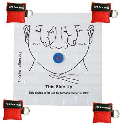 25pcs CPR Face Shield Mask Keychain Keying CPR Face Shields Pocket Mask for First Aid or CPR Training (Red-25)...