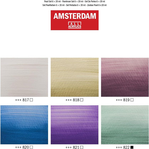 Amsterdam Acrylic Standard Series Paint Set 6x20ml, Pearl...