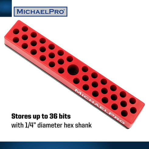MichaelPro MP014004 36-Piece Magnetic Hex Bits Holder, Strong Magnetic Base Bits Organizer, Magnetic Tool Organizer in Red...
