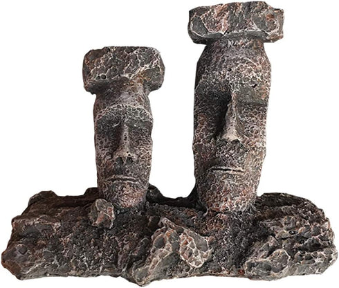 Smoothedo-Pets Aquarium Bubbler Decorations Fish Tank Decorations Aquarium Air Stone Decor Easter Island Moai Statues (Grey-Moai-Air-Stone)...