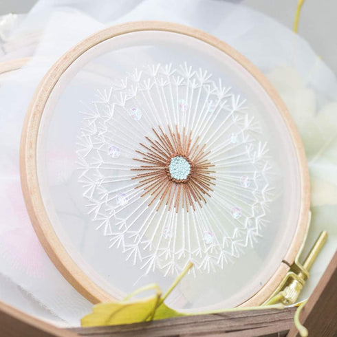 BENBO Embroidery Kits for Beginners with Pattern, Dandelion Hand Embroidery Cross Stitch Needlepoint Crafts with Color Pattern Cloth, 15cm Bamboo ...