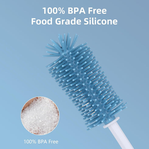 Portable Bottle Brush Set - Baby Bottle Cleaner Kit with Silicone Brush, Nipple Brush, Straw Brush, Bottle Cleaning Tool for Home and Travel...