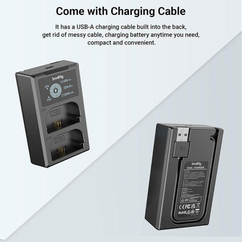 SmallRig LP-E6NH Dual Slot Battery Charger for Canon LP-E6NH Battery for Canon R7, R5, R5 C, R6, R, 5D IV/III/II, 6D, 6D II, 7D, 7D II, 60D, 70D, ...