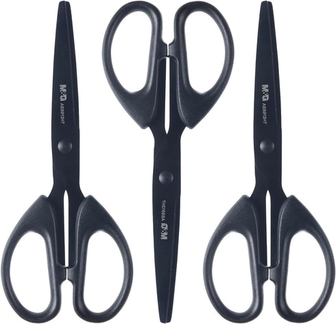 Scissors Multipurpose Craft Scissors Bulk 3-Pack, Sharp Blade Shears, Easy Grip Handles, 6.3” Stainless Steel Shaft Scissors for Office Home Schoo...