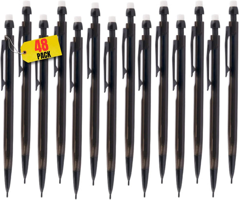 1InTheOffice Mechanical Pencil 0.7 mm, 2, HB Lead, Black Lead, Smoke Barrel (48 Pack)...