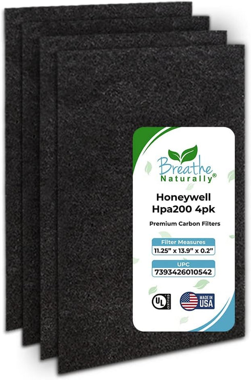 Replacement Carbon Filter 4 Pack for Honeywell HPA200 Series Air Purifiers - A200...
