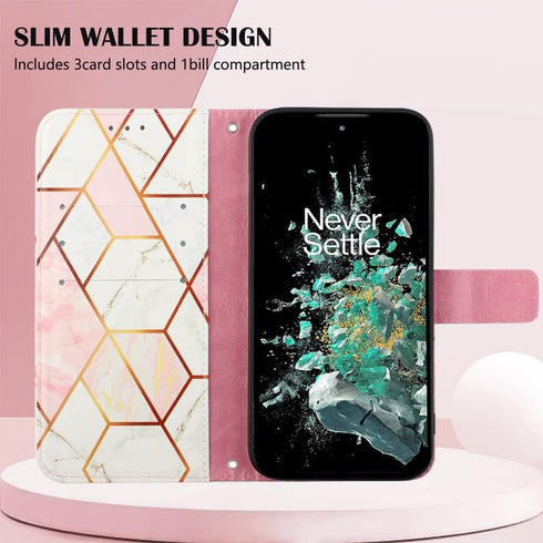 OnePlus 10 Pro 5G Case, Leather Wallet Case Flip Folio Cover with Card Holder Kickstand for Girls Women, Marble Fashionable Designs, Protective Ph...