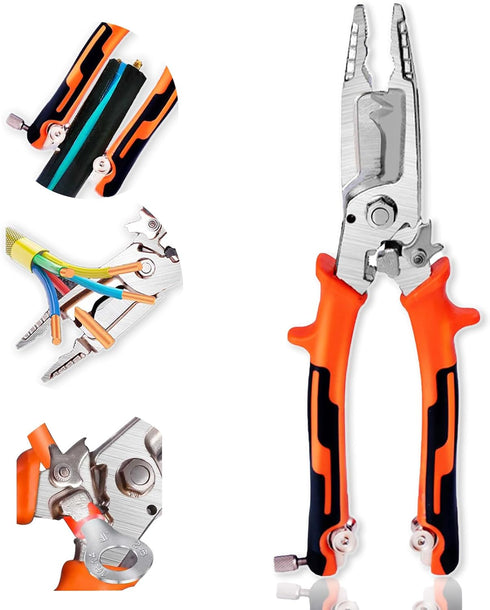 9 in 1 Wire Stripper Tool,Wire strippers,Wire Stripper Pliers Tool with Tail Cutter,Cable Cutters,CR-V Multifunctional Wire Stripping Crimping Too...