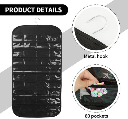 80 Pockets Hanging Jewelry Organizer for Women, Jewelry Hanging Organizer Jewelry Holder Organizer, Storage Bag for Earrings Necklace Bracelet Rin...