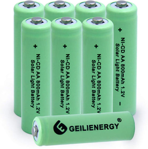 GEILIENERGY NICD AA 800mAh Rechargeable Battery for Solar Light,Solar Lamp,Garden Lights(Pack of 8)...