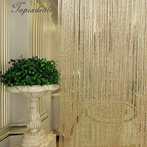 Topixdeals Door Fringe Curtain,Door Curtains,Rare Flat Silver Ribbon Door String Curtain Thread Fringe Window Panel Room Divider Cute Strip Tassel...