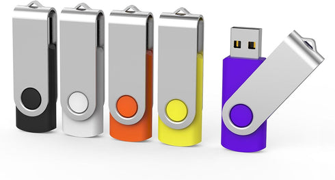Aiibe 5 Pack 64GB USB Flash Drive 64 GB Flash Drives Thumb Drive Swivel USB Stick USB 2.0 Pen Drive (64G, 5 Mixed Colors: Black Red Yellow White P...