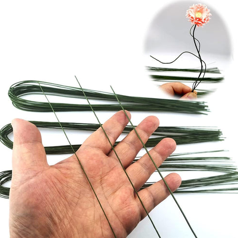 Saktopdeco 21.6 Inch Floral Stems Wire Green Paper Wrapped Wire 18 Gauge 20 Gauge 24 Gauge for Crafts Flower Arrangement...
