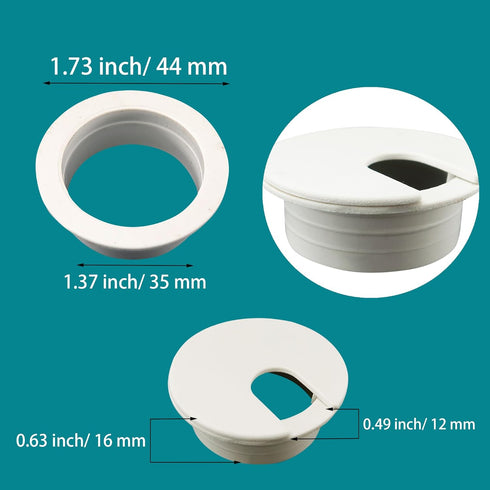 1-3/8 inch Plastic Desk Grommet Wire Cord Cable Grommets Hole Cover, Office Computer Table Wire Organizer Cover, Furniture Cabinet Cable Hole Cove...