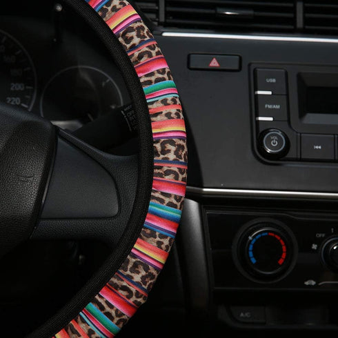 Universal Steering Wheel Covers, SUV Anti Slip Wheel Protector?Cute Car Steering Wheel Cover for Women and Girls (Stripe Leopard)...