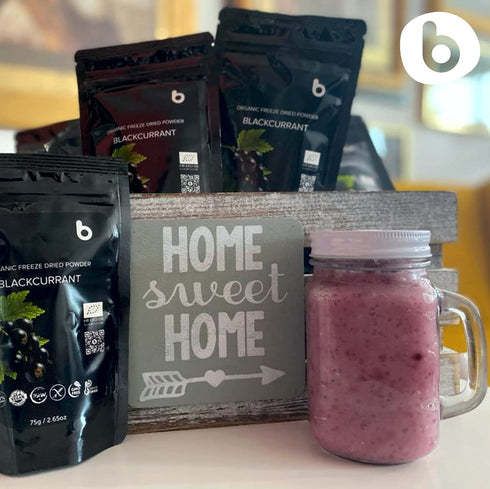 Organic Black Currant Powder from Freeze Dried Black Currants - Rich in Anthocyanins & Polyphenols - Plant Based Vitamin C - for Smoothies, Baking...