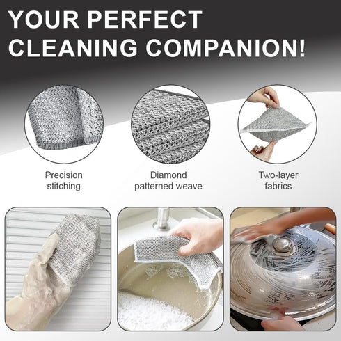 10 Pcs Reusable Wire Dishwashing Rags - Non-Scratch Multipurpose Cleaning Pads for Wet and Dry, Double Layer Wire Mesh Dishcloths for Washing Dish...