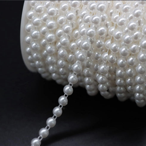 Jerler Pearl Trim Garland Artificial Pearl Bead Chain Trim Strands Roll, Ideal for DIY Crafts, Christmas, Wedding, Bouquet and Party Decoration (W...