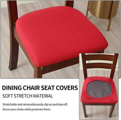 Chair Seat Covers Set of 4 Stretch Red Chair Covers for Dining Room Square Removable Washable Chair Protector Seat Cushion Slipcovers for Kitchen ...