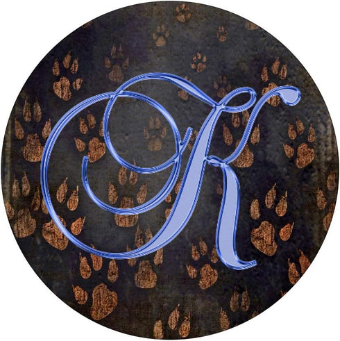 K Blue Paw Print Animal Dog Cat Pet Monogram Initial Letter PopSockets Grip and Stand for Phones and Tablets...