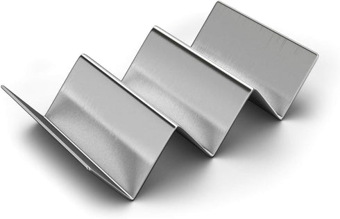 Pack of 4 - Stainless Steel Taco Holder Stand - Truck Tray Style - Each Rack Holds Up to 3 Tacos - Oven, Grill & Dishwasher Safe - Size 8" x 4" x ...