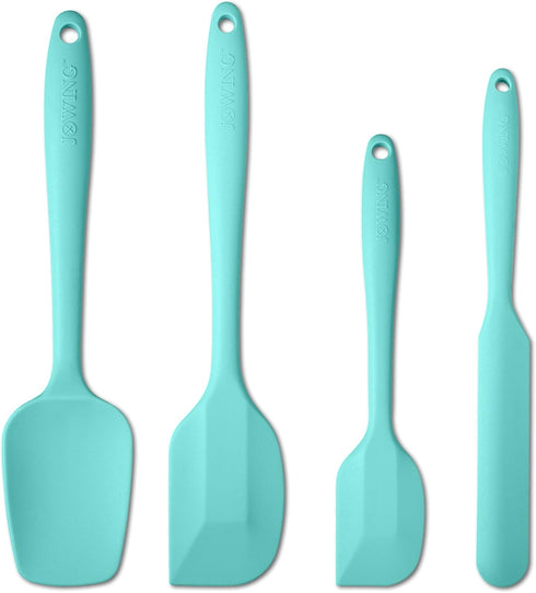 4 Piece Silicone Spatula Set, Flexible Heat Resistant Non-scratch Baking Cooking Rubber Spatulas with Stainless Steel Core, Aqua Sky...
