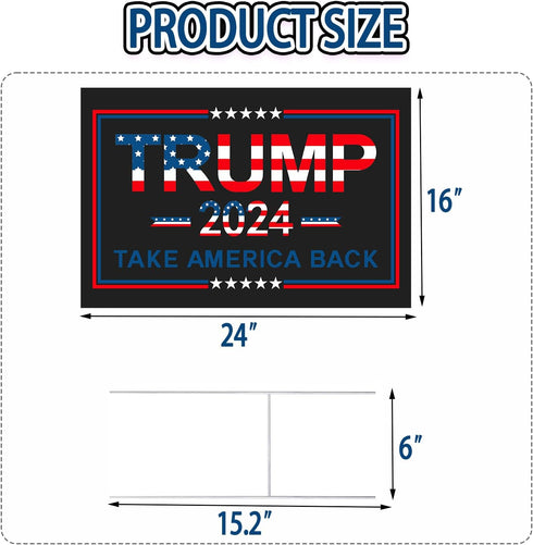 Large 24"x 16" Donald Trump 2024 Yard sign for President Election with Metal H-Stakes,MAGA Take America Back Signs, Vote for Republican, Double Si...