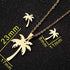 Stainless Steel Hawaii Tropical Plant Pendant Necklace for Women Coconut Palm Tree Stud Earrings Beach Set Jewelry (Gold)...