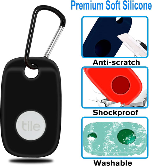 Protection Case for Tile Pro 2022 Tracker,4Pack Silicone Soft Cover Bluetooth Tracker with Keychain,Keys Finder & Item Locator Scratch Resistant S...