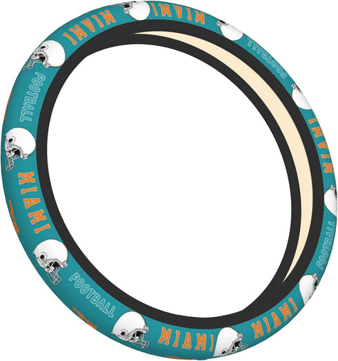Miami Car Steering Wheel Cover, Football Elasticity Anti Slip Sweat Absorption Universal Car Accessories 15 inch for Most Vehicle Sedan, Truck, SU...