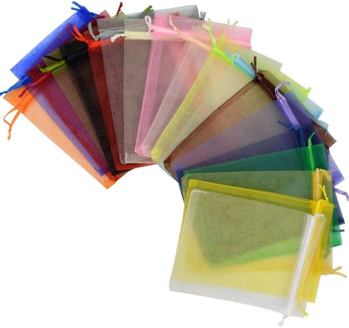 50pcs Organza Bags-Mix Color 3.54''x4.33''(9x11cm) Satin Drawstring Organza Pouch Wedding Party Favor Gift Bag Jewelry Watch Bags...