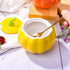 Sugar Bowls with Lid and Spoons, Pumpkin Shape Ceramic Sugar Bowl with Sugar Spoon and Lid for Home and Kitchen, Elegant Design, Yellow, 10.5 OZ (...