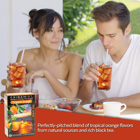 China Mist Iced Tea – Tropical Orange Black Tea Infusion – Refreshing and Delicious – Each Tea Bag Yields 1/2 Gallon – 4 bags....